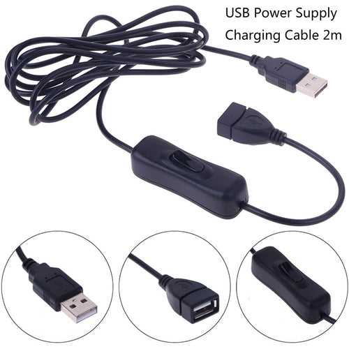 1 USB-Verlängerungskabel Stecker auf Buchse mit Ein-/Ausschalter