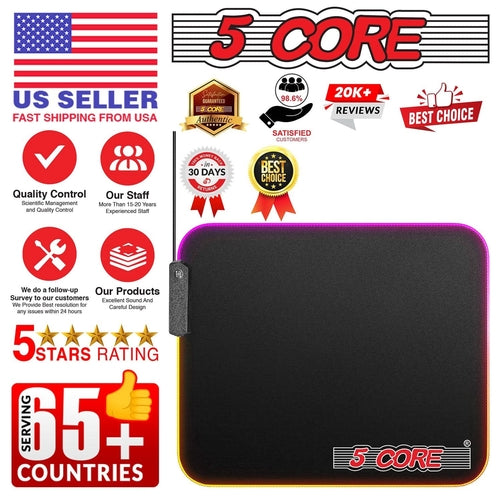 Gaming mouse pad. RGB with 12 light modes and 2 lighting zones.