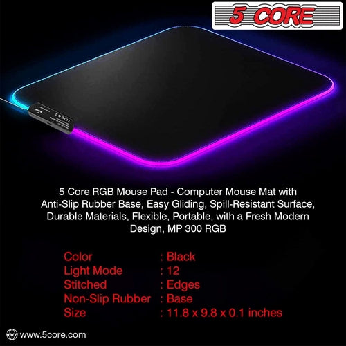 Gaming mouse pad. RGB with 12 light modes and 2 lighting zones.