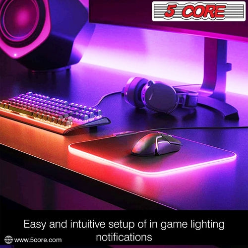 Gaming mouse pad. RGB with 12 light modes and 2 lighting zones.
