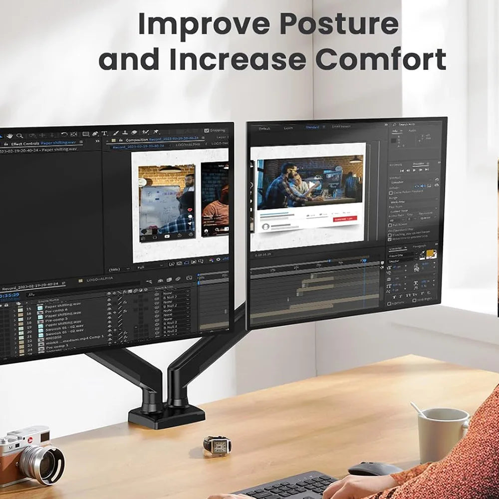 Soporte para dos monitores (2-9KG), rotación de 360°