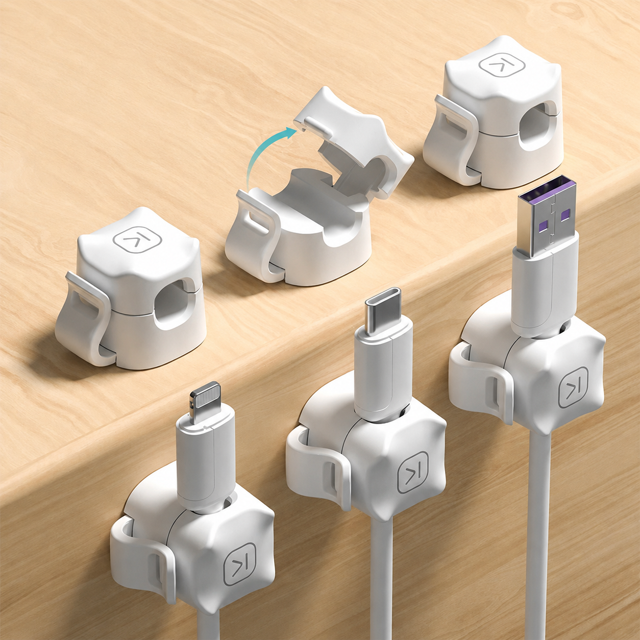 Clips para cables, soportes pequeños con adhesivo para cables. 3/6 Pcs