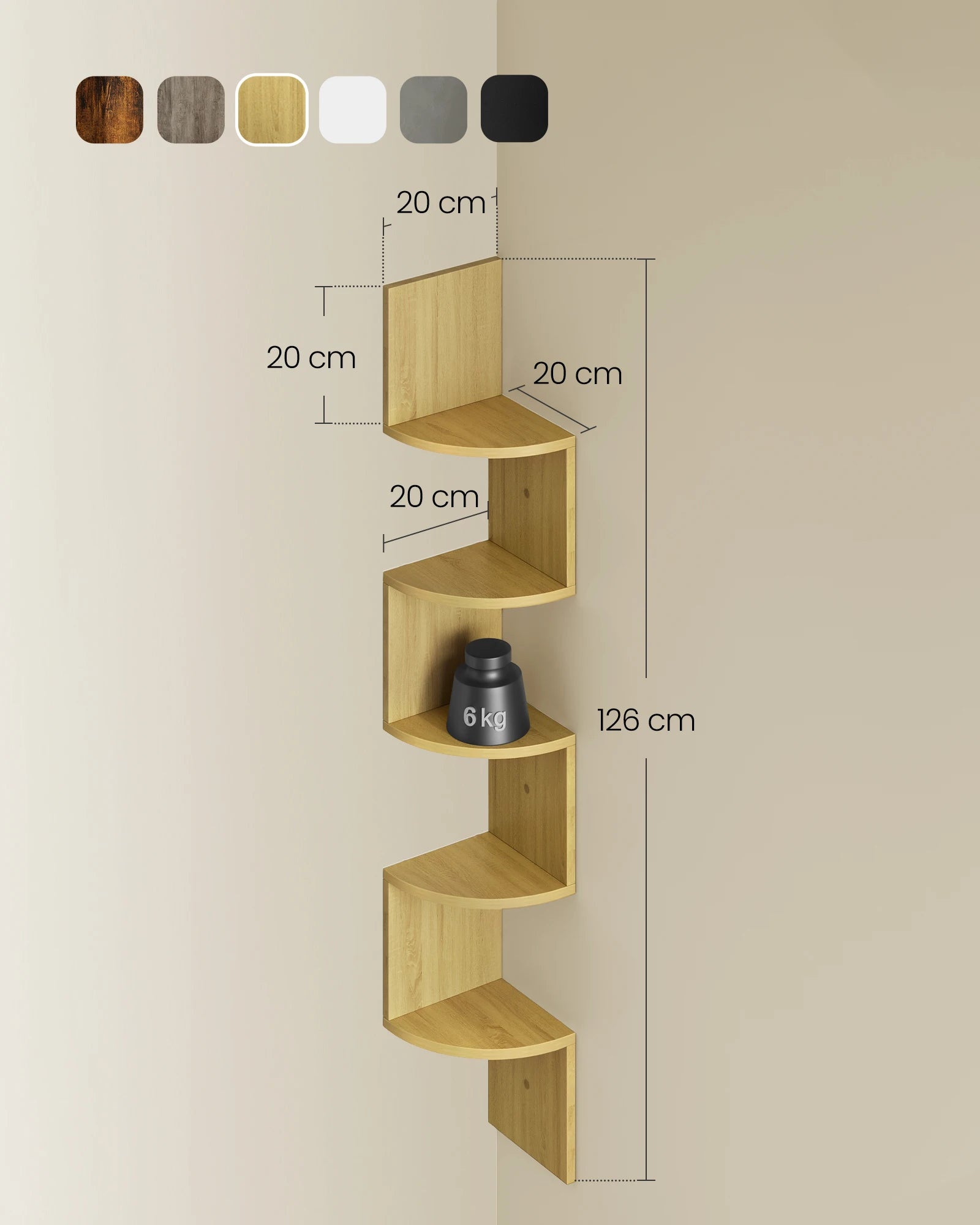 5-stufiges schwebendes Eckregal
