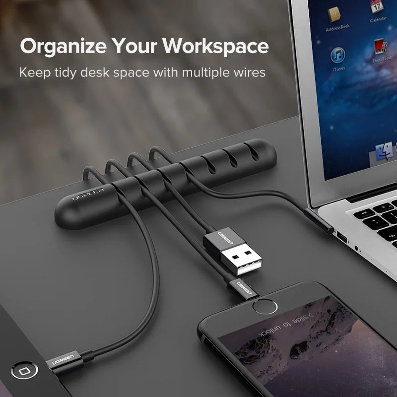 Pieza organizador de cables de escritorio, teclado, ratón, cargador..