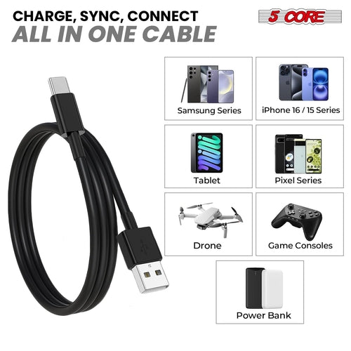 USB-auf-USB-C-Kabel, 5er-Pack, 65 W Schnellladung und Datenübertragung.