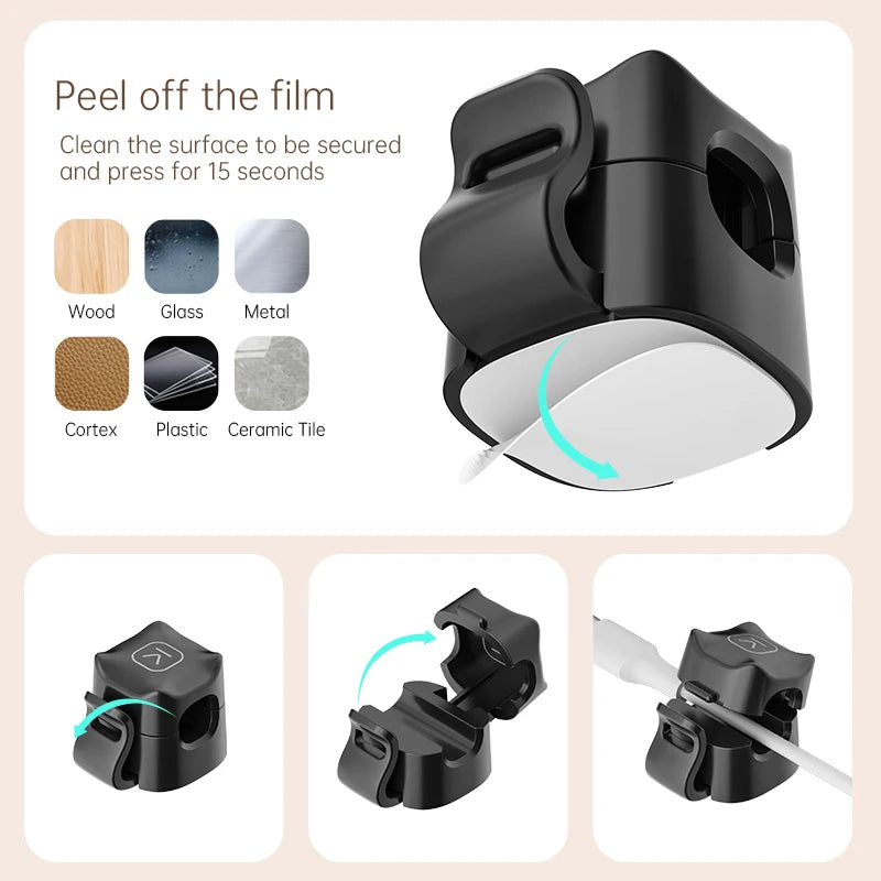 Clips para cables, soportes pequeños con adhesivo para cables. 3/6 Pcs