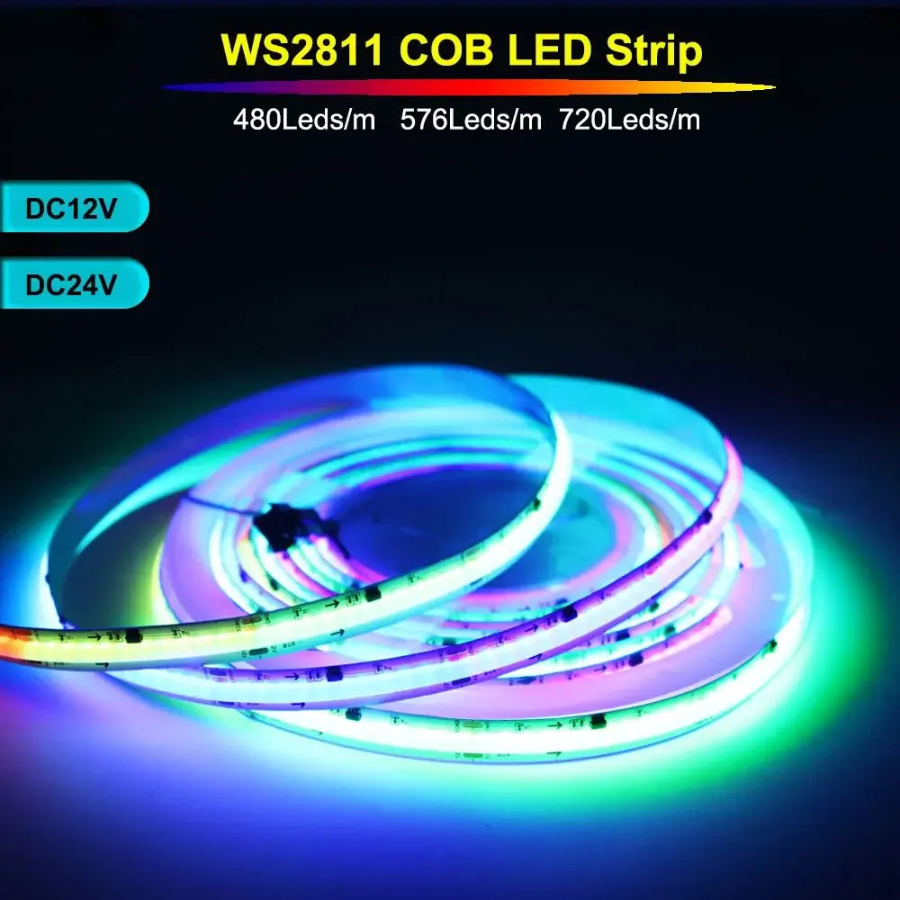 Tira de LEDs COB profesionales DC12/24V 0,5/1/2/3/4/5 Metros