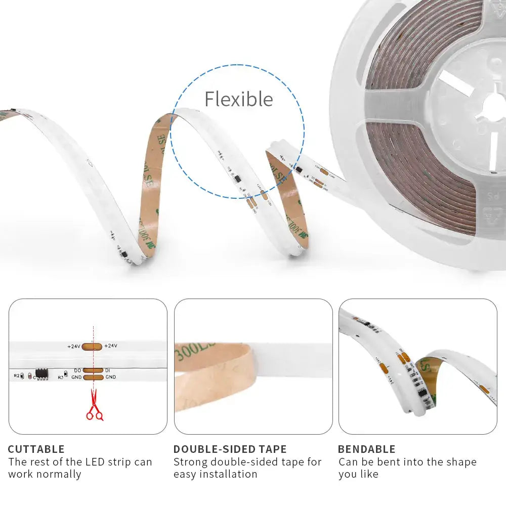 Tira de LEDs COB profesionales DC12/24V 0,5/1/2/3/4/5 Metros