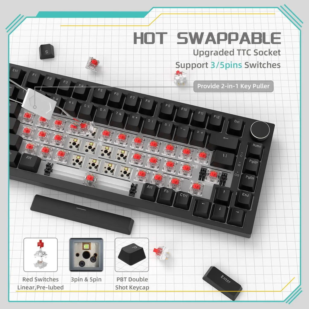 AJAZZ AK820 - Teclado mecánico, diseño del 75%