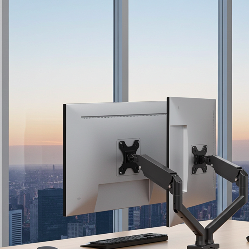 Soporte para dos monitores (2-9KG), rotación de 360°
